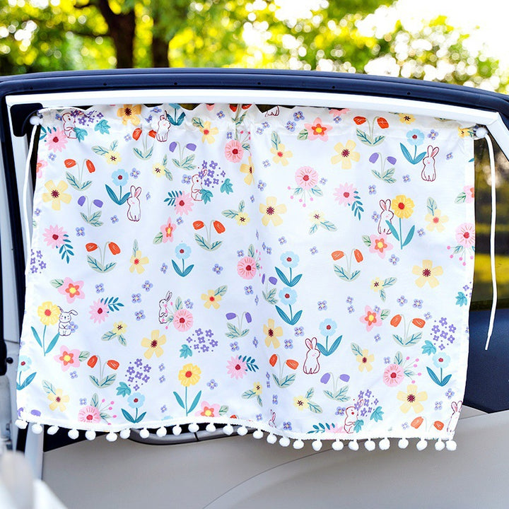 Unisex nan sun protection car curtain with elastic fastening strap and opaque cotton blend Bowlift