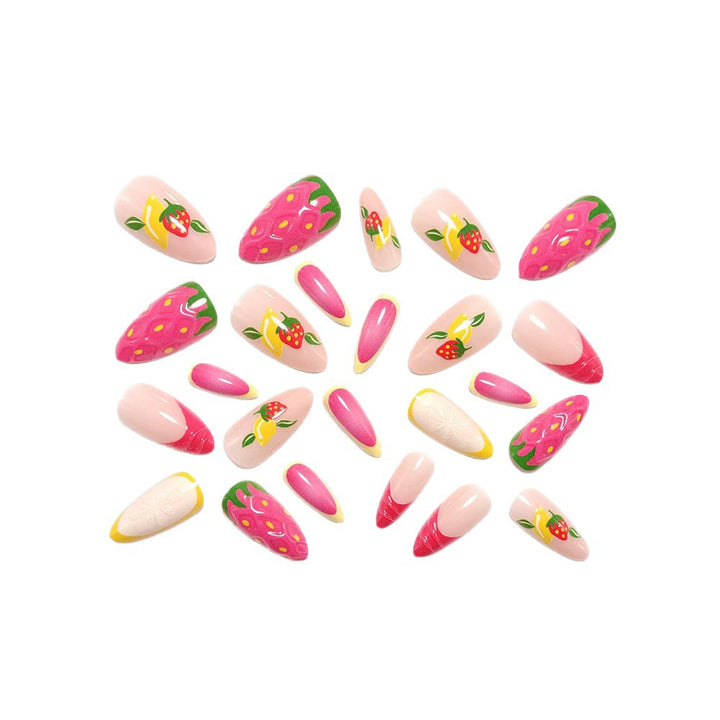 Artificial nails with fruit motif and glitter accents Bowlift