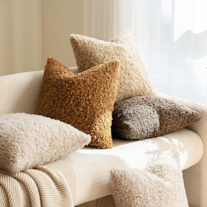 Luxury Curly Faux Shearling Decorative Throw Pillow Cover Bowlift