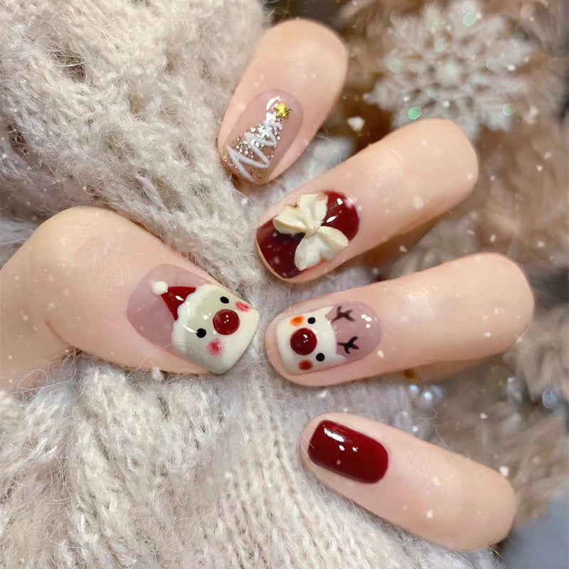 Festive Winter-Themed Press-On Nail Set Bowlift
