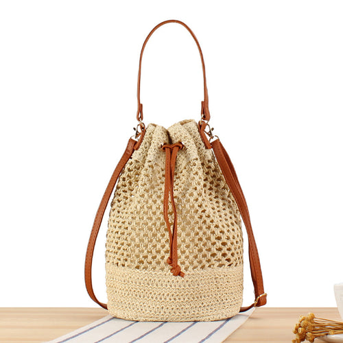 Braided Bucket Bag Made of Natural Material Bowlift