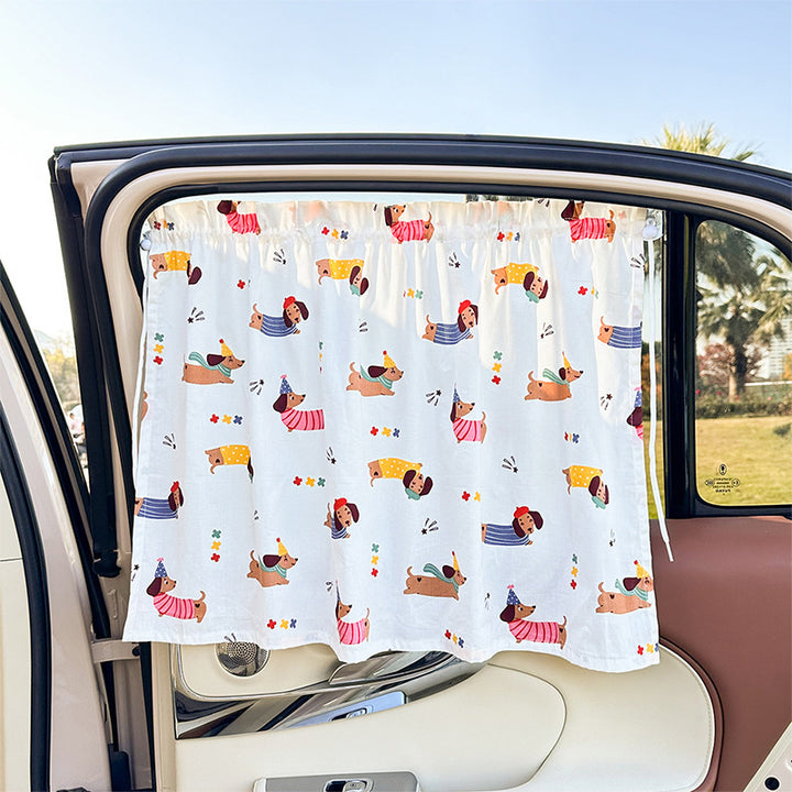 Unisex nan sun protection car curtain with elastic fastening strap and opaque cotton blend Bowlift