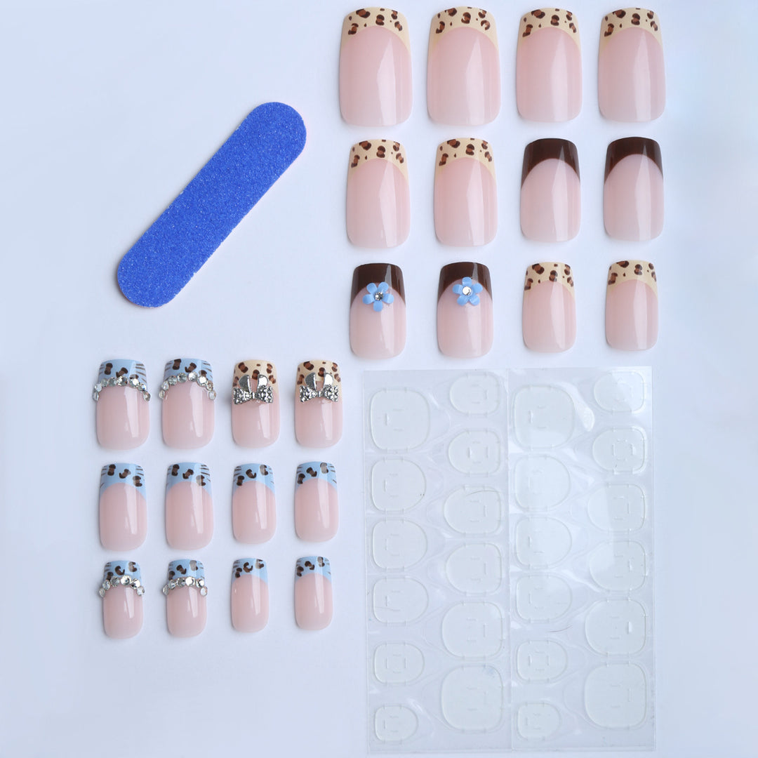 Artificial nails with stylish animal patterns and sparkling accents Bowlift