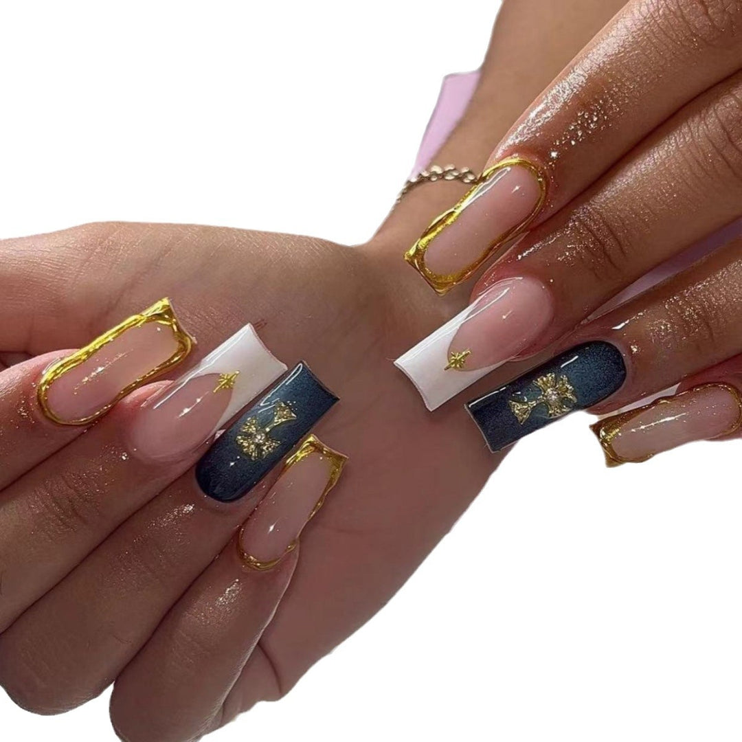 Elegant Rhinestone-Embellished Nail Extensions Bowlift