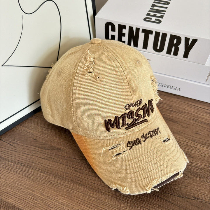 Women's Distressed Denim Adjustable Baseball Cap Bowlift