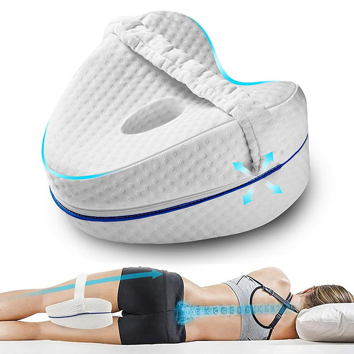 Ergonomic Contoured Memory Foam Knee Pillow with Adjustable Strap Bowlift