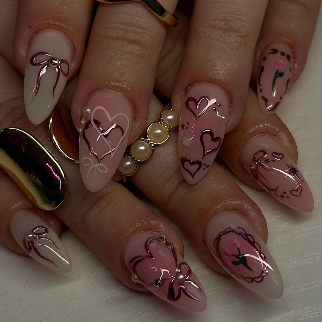 Artful Nail Art with Romantic Heart Design Bowlift