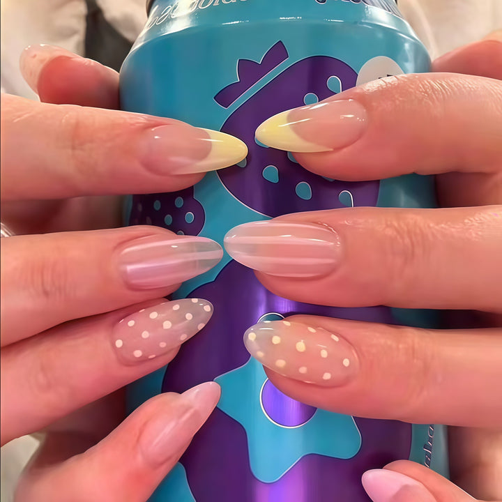 Decorative Polka Dot and Gradient Press-On Nails Bowlift