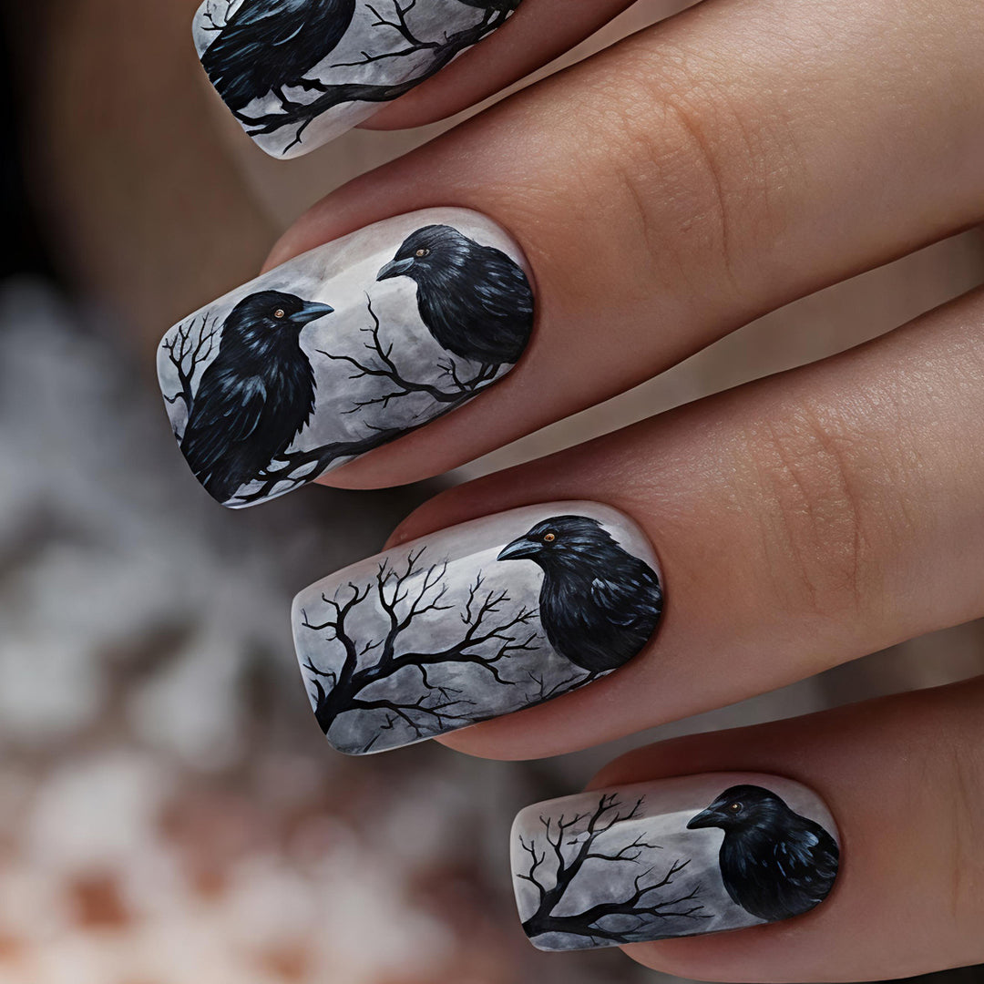 Creative Art Nails in the Elegant Crow Design Bowlift