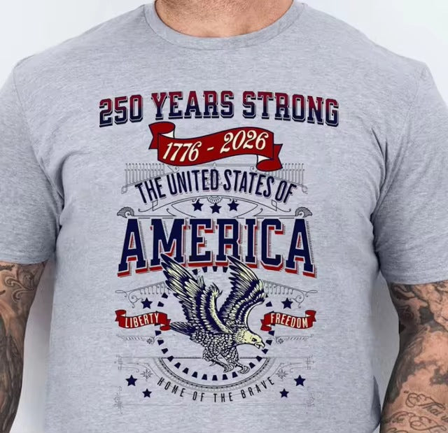 Men's nan patriotic graphic cotton crewneck T-shirt with vintage eagle emblem Bowlift