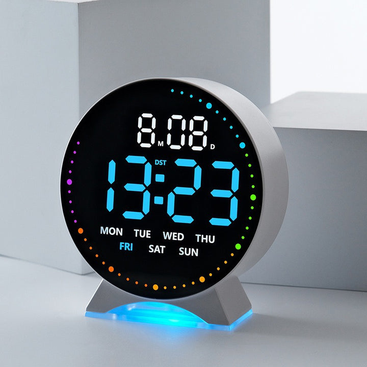Digital Alarm Clock with Color LED Display Bowlift