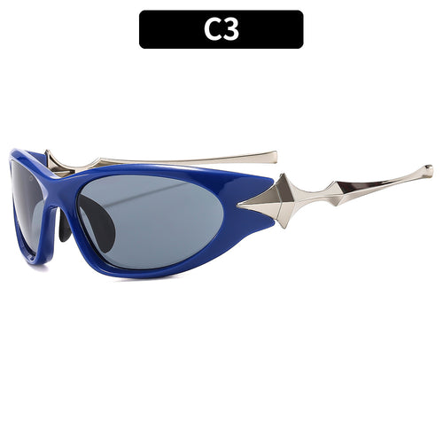 Futuristic Shield Sunglasses with Metallic Accents