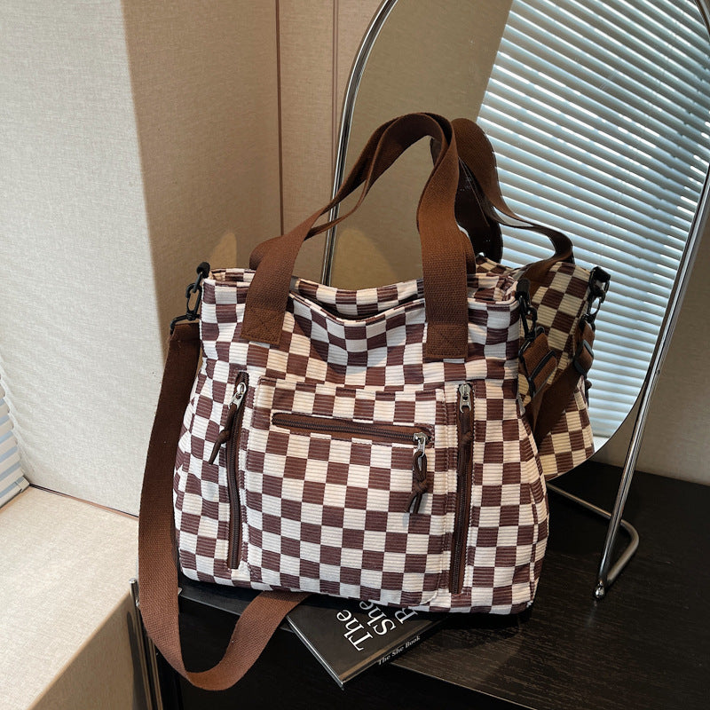Versatile Checkered Tote Bag Bowlift