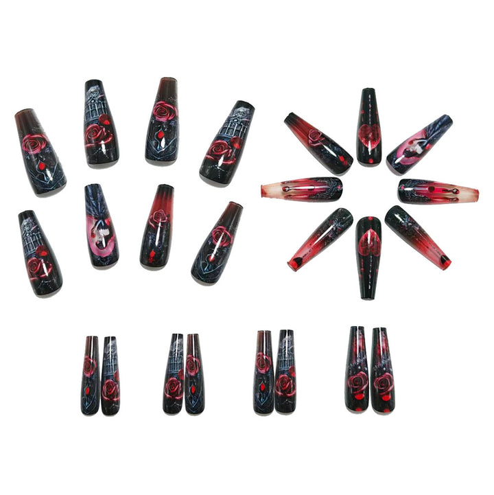 Nail Art Set with impressive 3D roses and Gothic motif Bowlift
