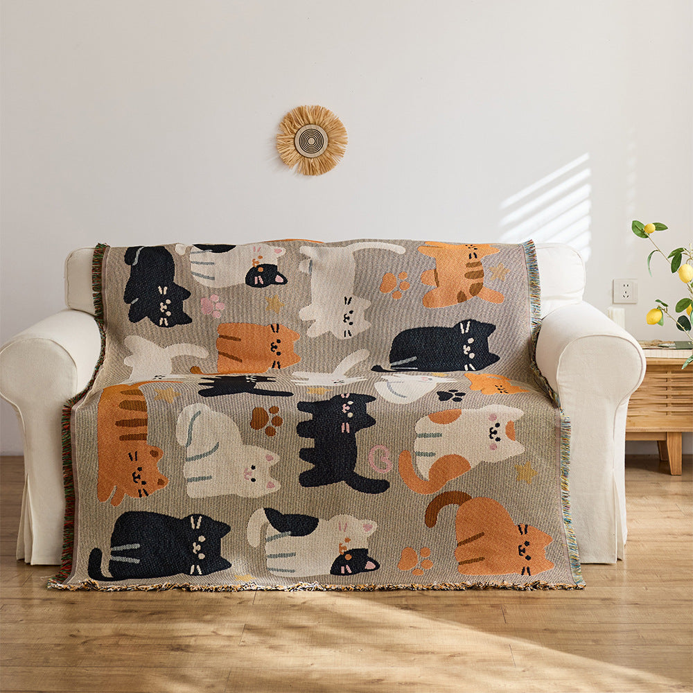 Playful Cat-Themed Throw Blanket
