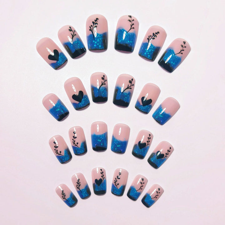 Glamorous Artificial Nails with Shimmering Ombre Design Bowlift