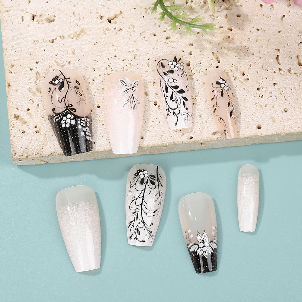 Artificial nails with elegant floral design Bowlift