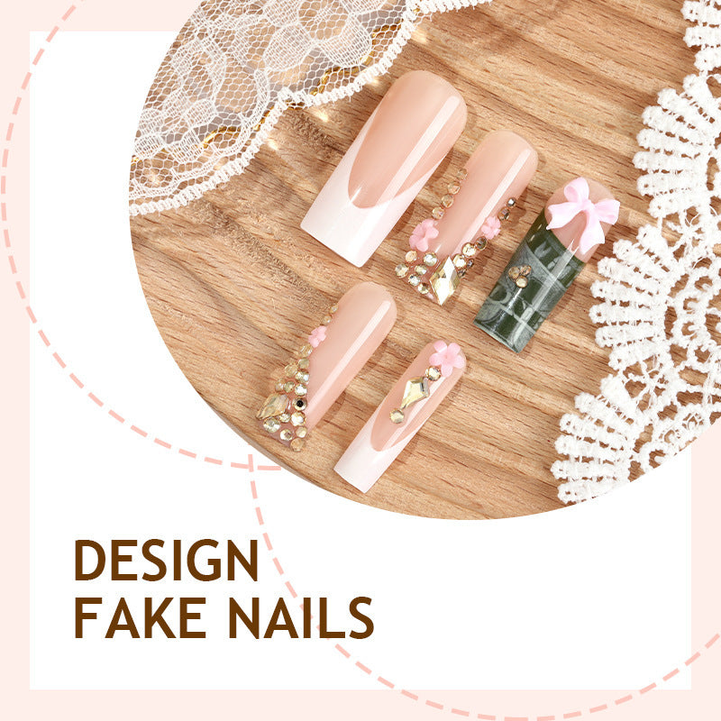 Acrylic Nail Set with Luxurious Decorations Bowlift