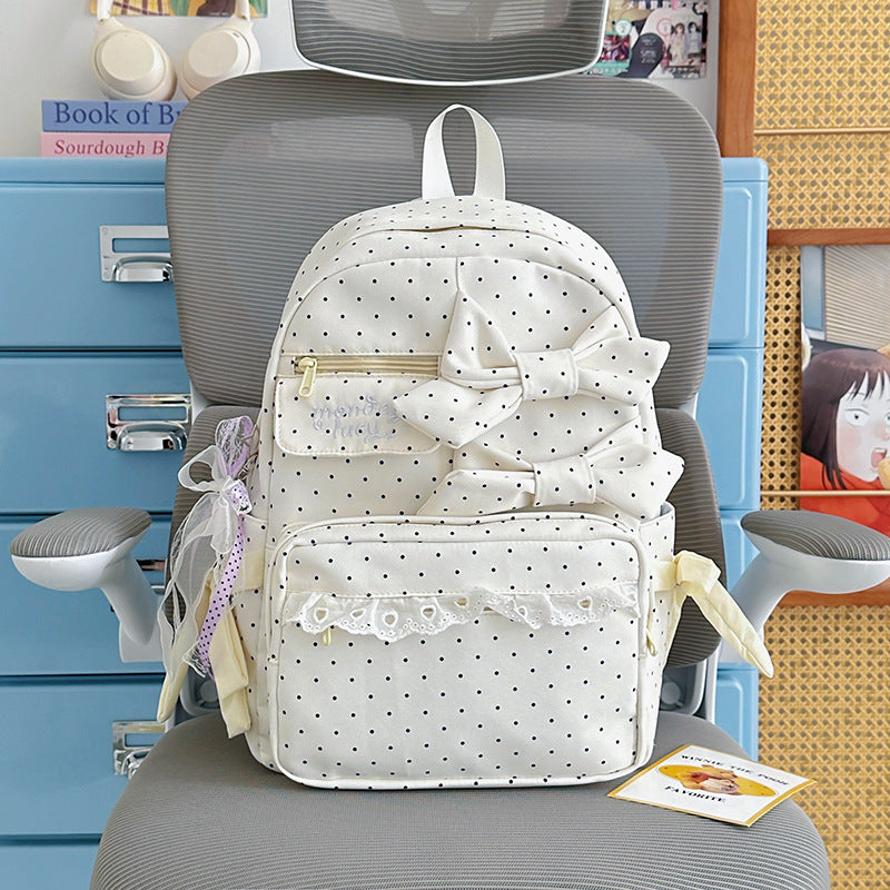 Backpack with Playful Bows and Practical Storage Solutions Bowlift