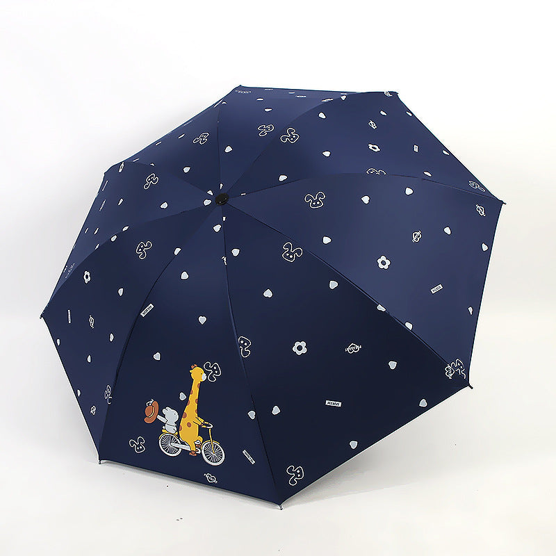 Women’s Folding Umbrella with Playful Animal Design Bowlift