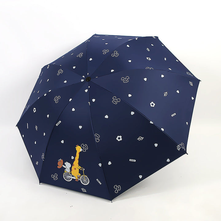 Women’s Folding Umbrella with Playful Animal Design Bowlift