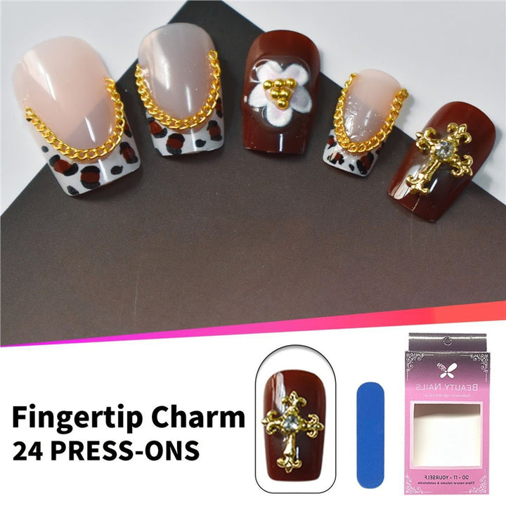 Decorative Floral Press-On Nail Set Bowlift