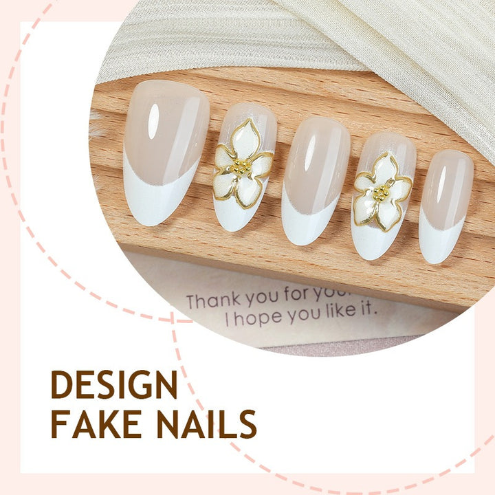 Artificial nail set with elegant flowers and glitter decorations Bowlift