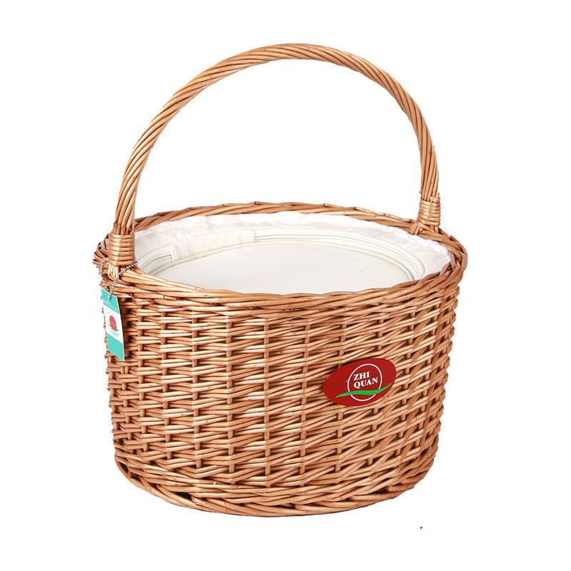 Ladies picnic basket made of high-quality natural material with sturdy wooden lid Bowlift