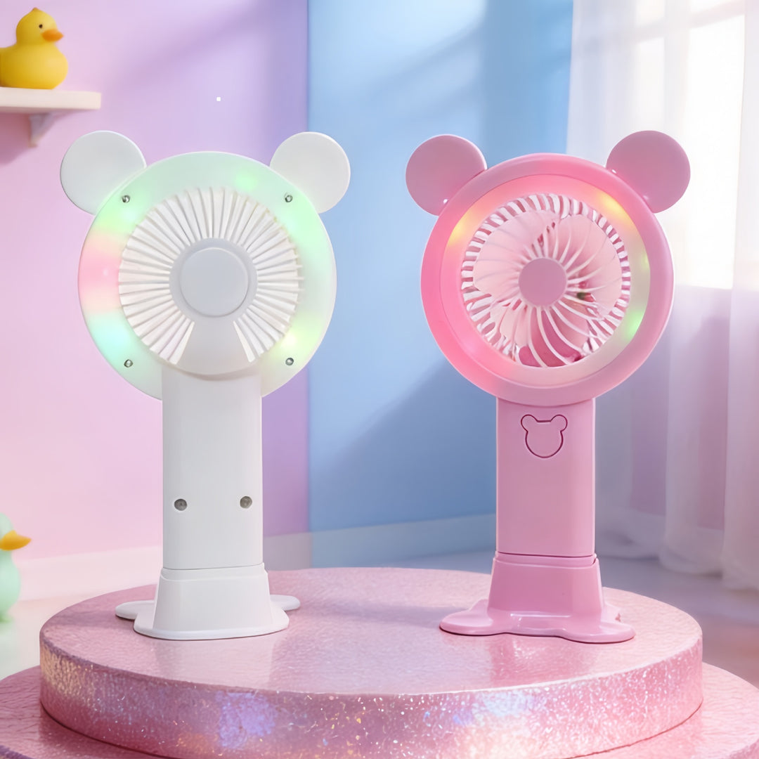 Women's Portable Hand Fan in Cheerful Bear Design Bowlift