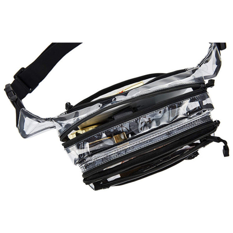 Transparent belt bag with multiple zippered compartments Bowlift