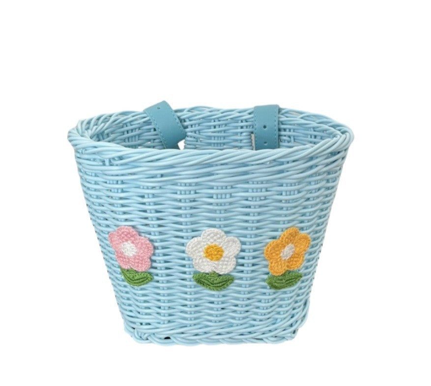 Floral Embroidered Woven Storage Basket Bowlift