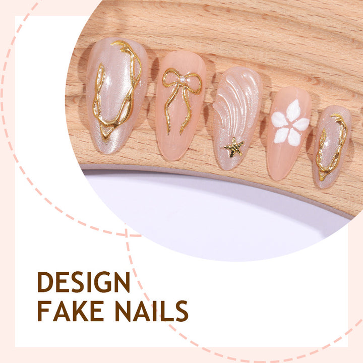 Artificial nail set with elegant floral detail embellishments Bowlift