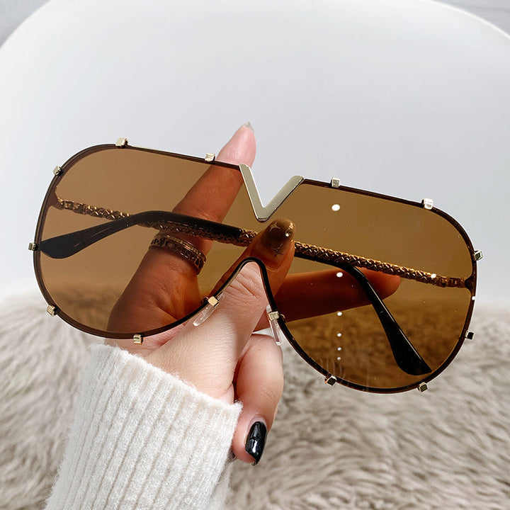 Futuristic Oversized V-Shaped Sunglasses