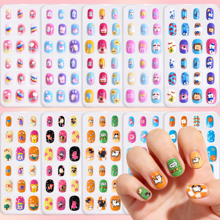 Creative Cartoon-Themed Press-On Nail Collection Bowlift