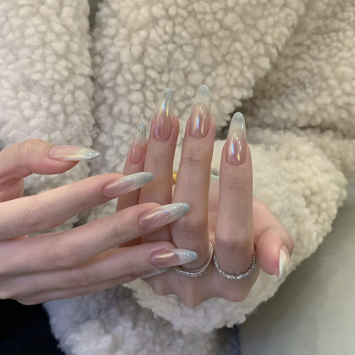 Ombre Stiletto Press-On Nails with Iridescent Finish Bowlift