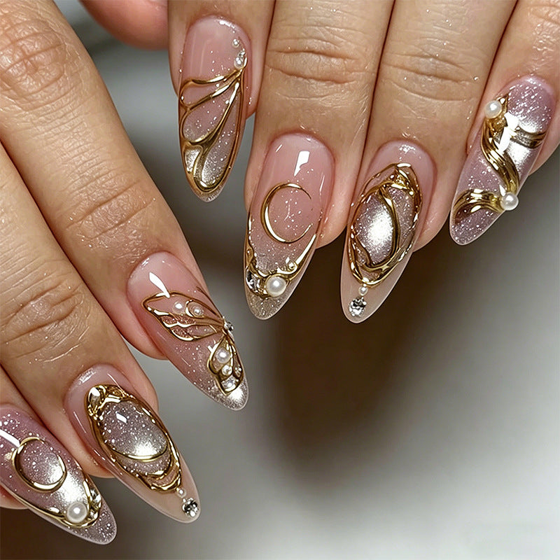 Artifical nails with glitter accents Bowlift