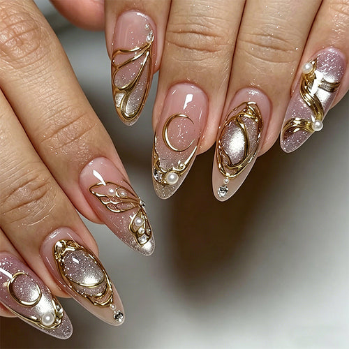 Artifical nails with glitter accents Bowlift