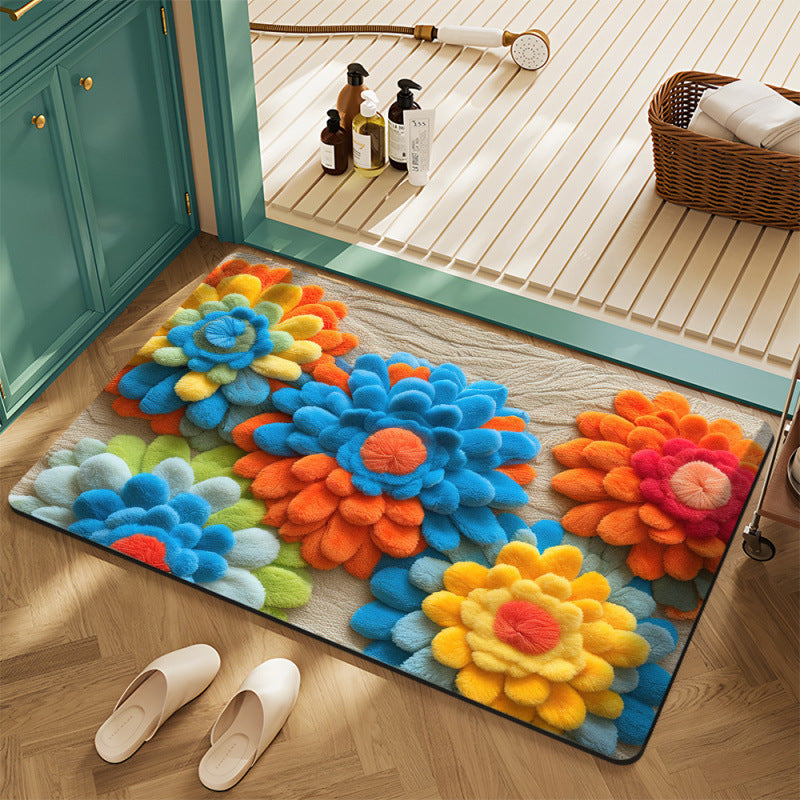 Floral Motif Bath Mat Bowlift