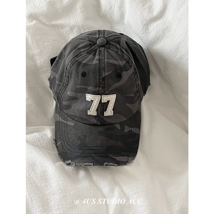 Women's Distressed Camouflage Baseball Cap Bowlift