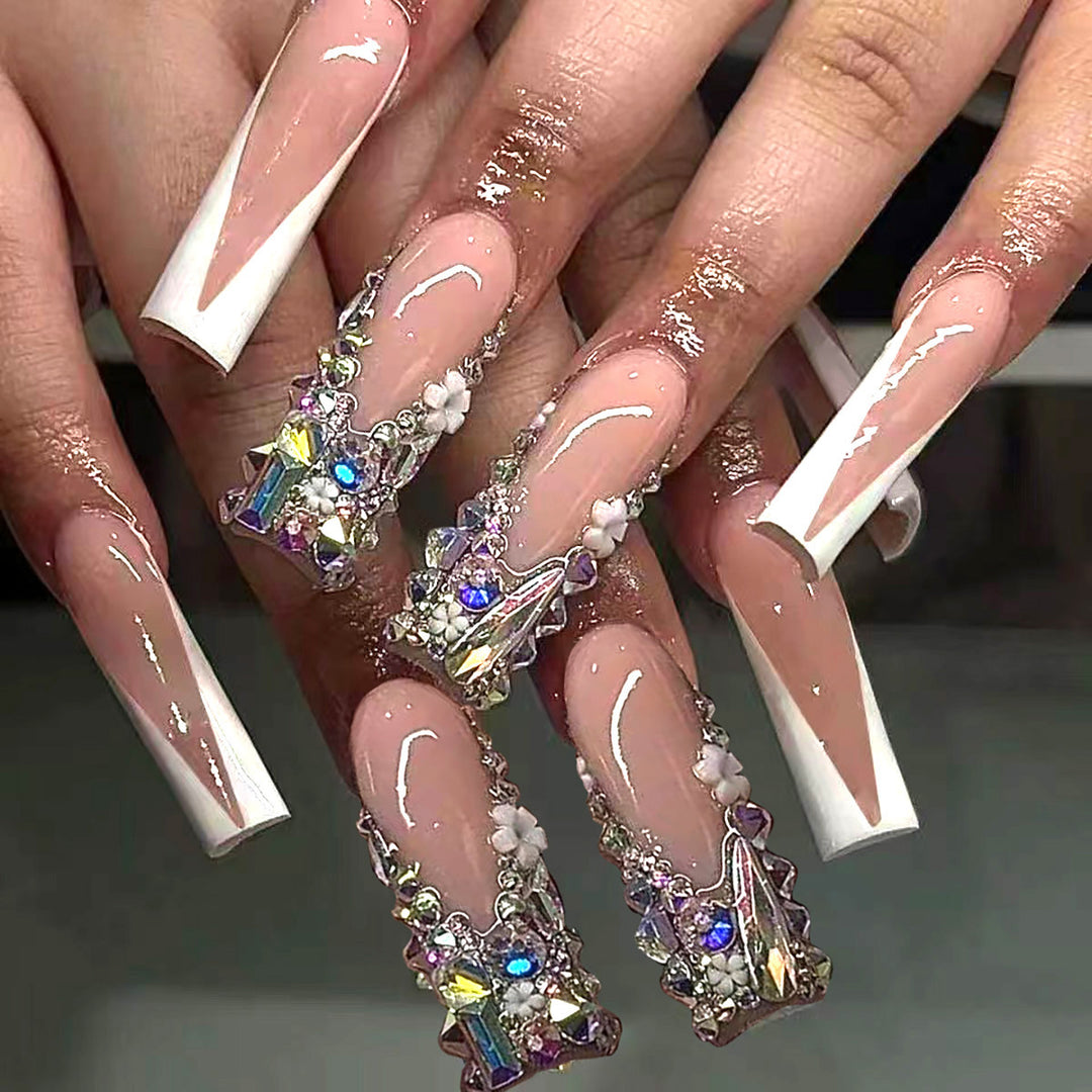 Luxury Stiletto Press-On Nails with Floral Embellishments Bowlift