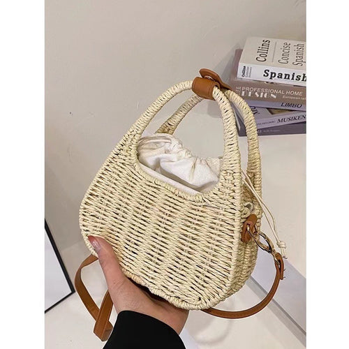Fashionable wicker handbag with elegant leather detail Bowlift