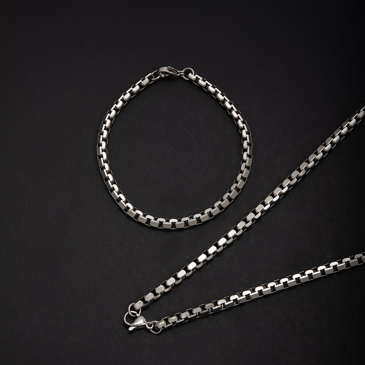 Stainless Steel Chain Necklace and Bracelet Set Bowlift