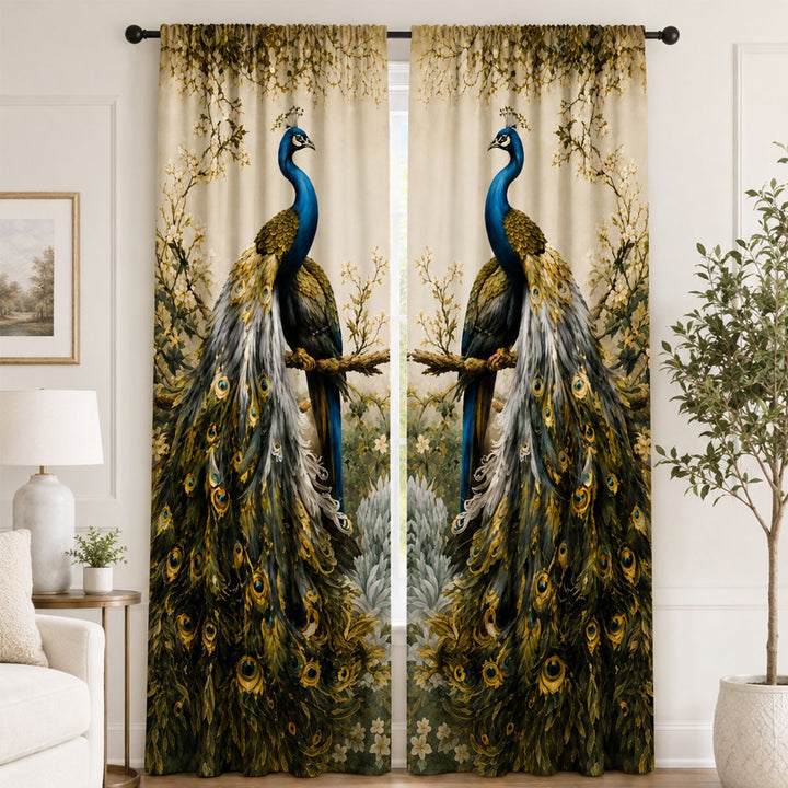 Artistic Bird-Themed Window Curtain
