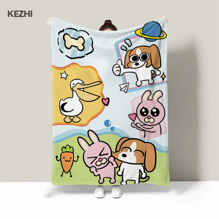 Cute Cartoon Dog-Themed Fleece Blanket