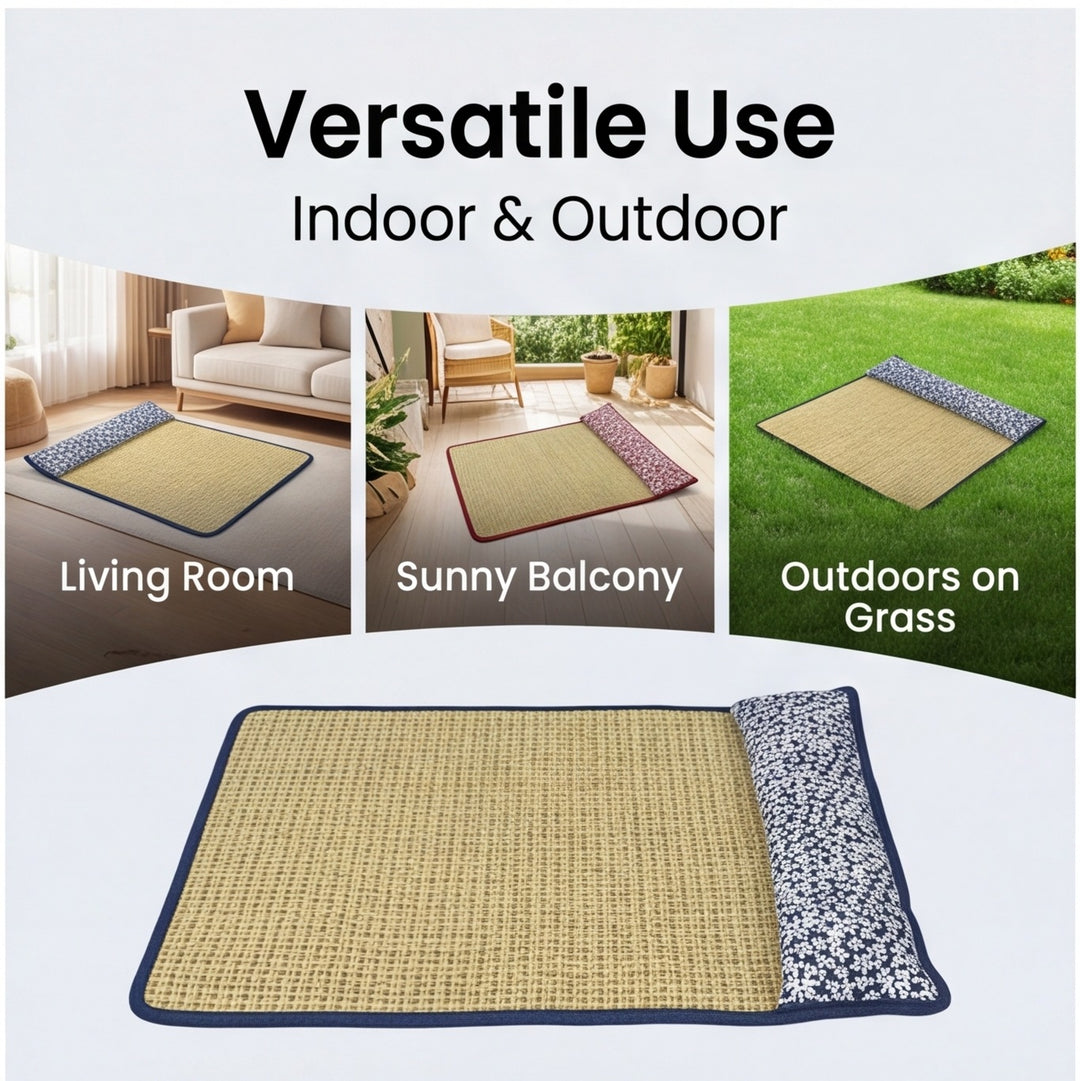 Unisex nan cooling sisal sleeping mat with padded neck pillow for pets Bowlift