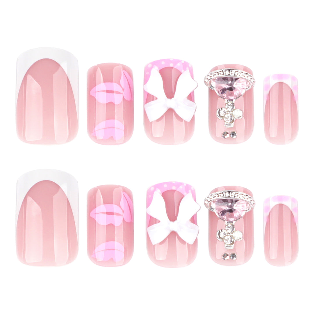 Artful Nail Art with Glitter and Flower Design Bowlift