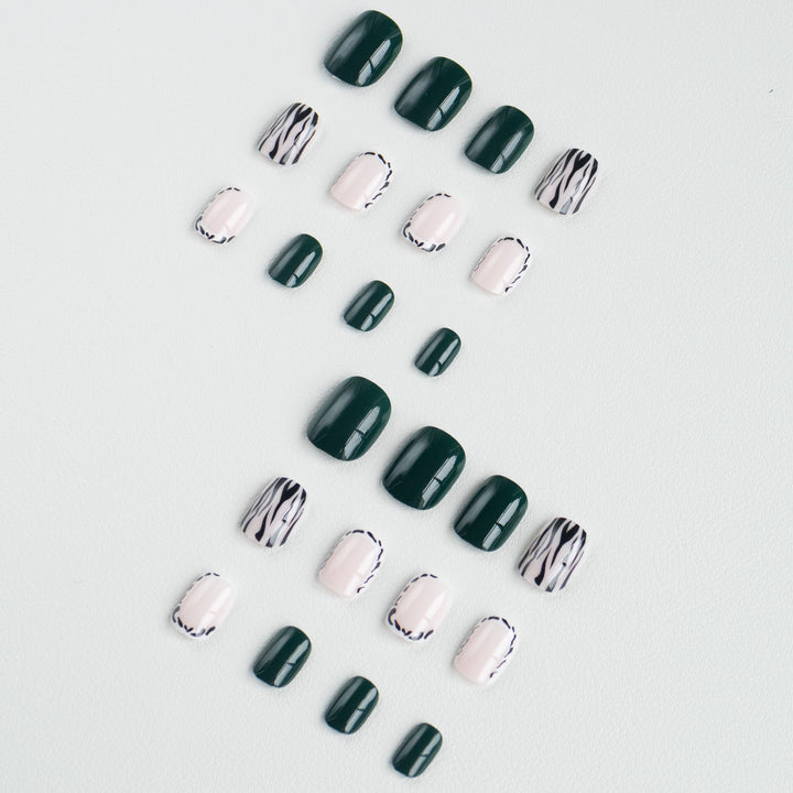 Artistic Nail Art Set with Geometric Patterns
