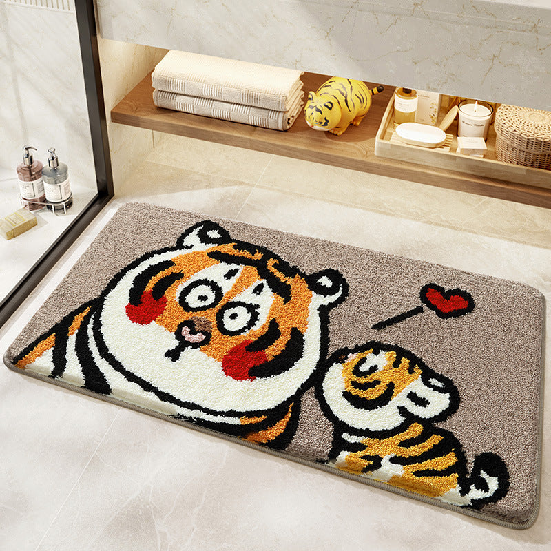 Playful Cartoon Tiger Bath Mat Bowlift