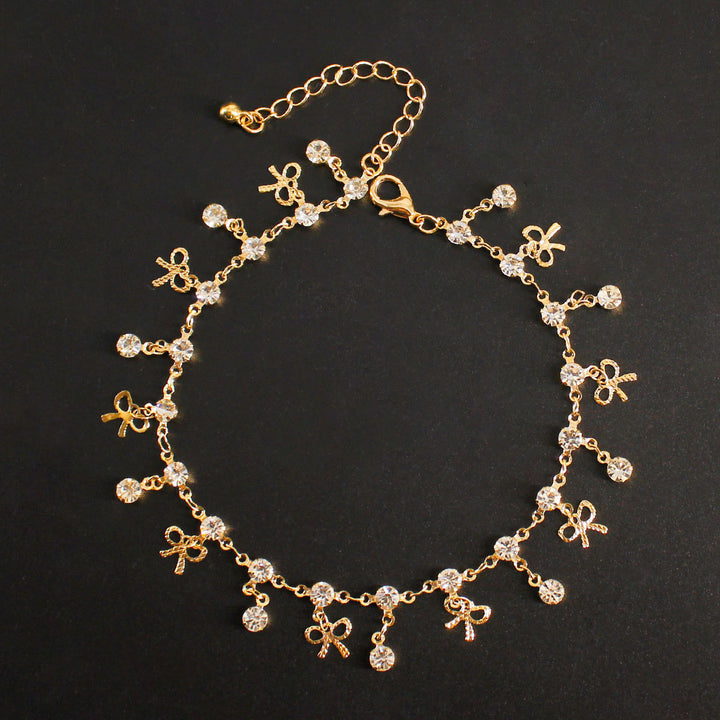 Delicate Crystal Charm Ankle Bracelet Bowlift
