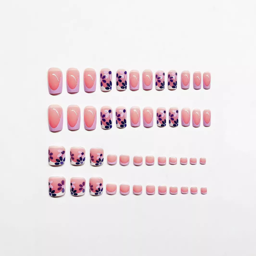 Elegant Floral Press-On Nail Enhancements Bowlift